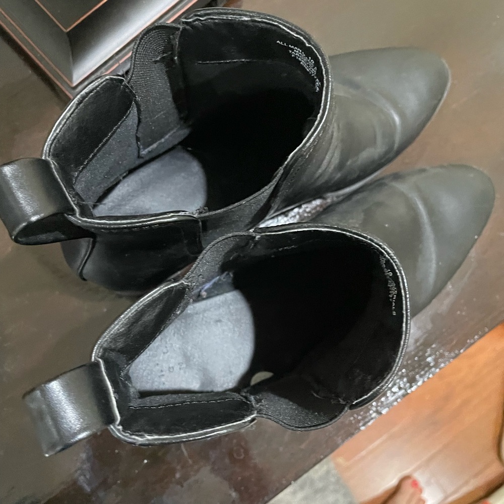Women’s Target Pleather Black Ankle Boots, size 10.